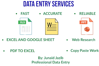do data entry, web scraping, data merge, cleanup, and copypaste