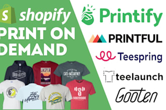 build printify printful shopify dropshipping store or website