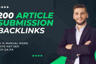 create 200 manually article submission dofollow backlinks