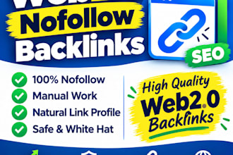 provide premium web 2 0 nofollow SEO backlinks manually