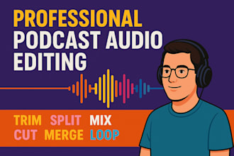 do podcast audio editing, split, trim, merge, mix, loop and cut