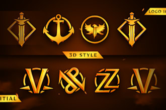 design 3d fantasy initial, icon, emblem logo for game, esports, twitch