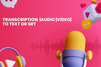 transcription video audio to text or srt