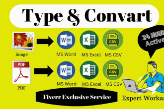 convert pdf to picture to CSV to excel  and data entry