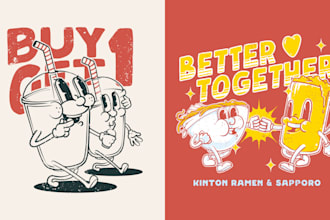 design vintage cartoon food and beverage mascot illustration