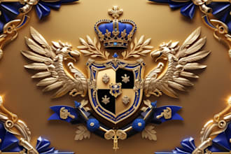 design a coat of arms regal heraldic family crest logo in 1 hour