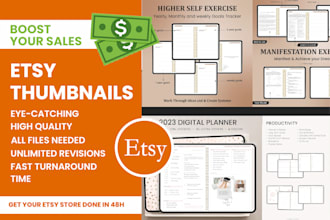 design etsy shop thumbnail, banner for your etsy digital, physical product