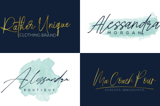 do signature watercolor feminine text based and watermark logo