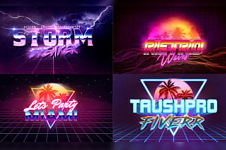 make custom 80s retro logo designs with unique 3d texts