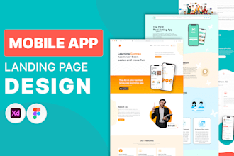 design a mobile app or web app landing page website