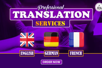 manually translate english to german and english to french