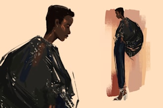 create a professional commercial fashion sketch