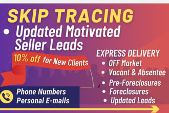 provide motivated seller real estate leads with bulk skip tracing