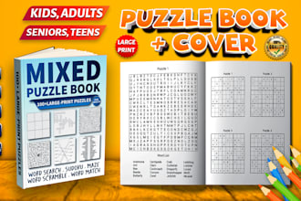 do mixed puzzle, mazes, sudoku, word search and  crossword puzzle book for kdp