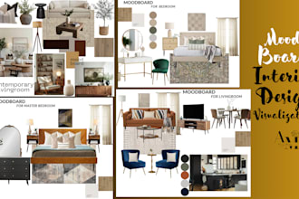 interior design, mood board, shopping list, 2d plan