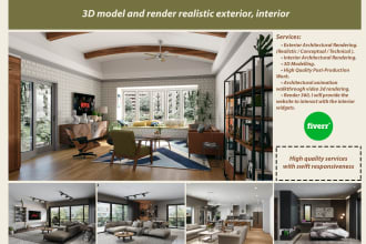 design and render interior and exterior in sketchup