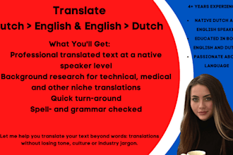translate english to dutch as a native speaker and experienced writer