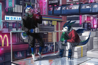 make you a high quality realistic cartoony furry artwork