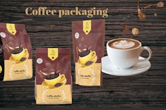 design coffee packaging, coffee label and coffee bag