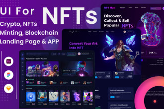 design a modern UI for nft, crypto, blockchain, and minting landing page