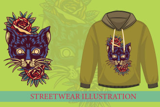 create streetwear design and illustration for tshirt merch