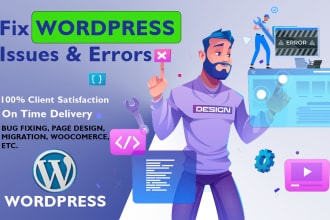fix wordpress issues,errors,or bugs like 404 error,php error