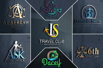 design law firm travels attorney and legal business logo