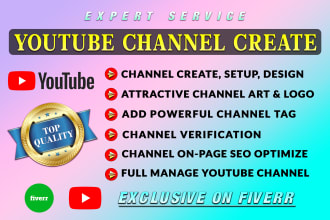 create, setup and design youtube channel professionally