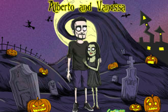 draw the best portrait in halloween or tim burton style