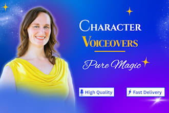 record an american female character voice over for animation and video games
