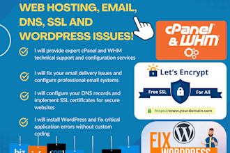 fix smtp, email, ssl, dns records, cpanel, backups, gmail