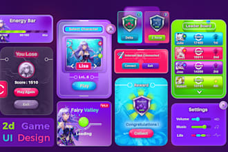 do professional 2d game graphics and ui ux for mobile games