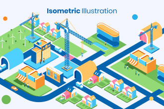 a modern isometric illustration for apps and web