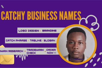 create catchy business names, slogans, logo, trademark check for your brand