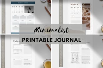 design minimalist custom printable planner, journal, or calendar