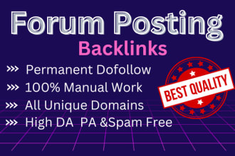 manually create 60 forum posting backlinks to high quality sites