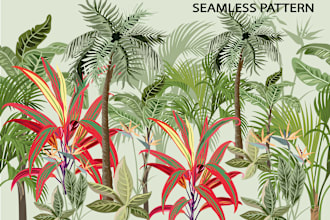 create seamless patterns of floral and tropical designs