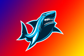 create drawing shark fish mascot logo with text with any file