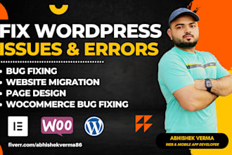 fix wordpress website issues, errors or problems, bug for you