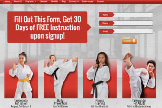 design professional martial arts school website, gym fitness, taekwondo website