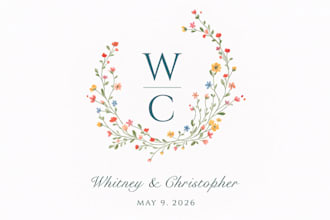 create a watercolor logo for your wedding, business, and event
