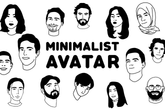 draw minimalist line art avatar for your social channel