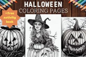 provide unique halloween coloring pages,book for kids and adults