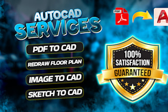 redraw floor plan, convert pdf to cad or dwg in autocad