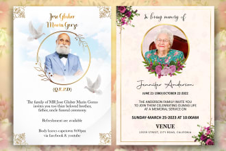 design funeral flyer and program, obituary poster, memorial