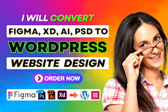 convert figma to wordpress, PSD to wordpress, figma to elementor or acf, divi