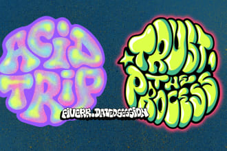 create trippy hand drawn circle shape logo