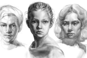 draw realistic digital  portraits or anything