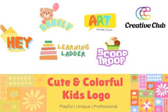 create cute and colorful kids brands logo