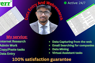 find phone number, address, email, websites excel data entry